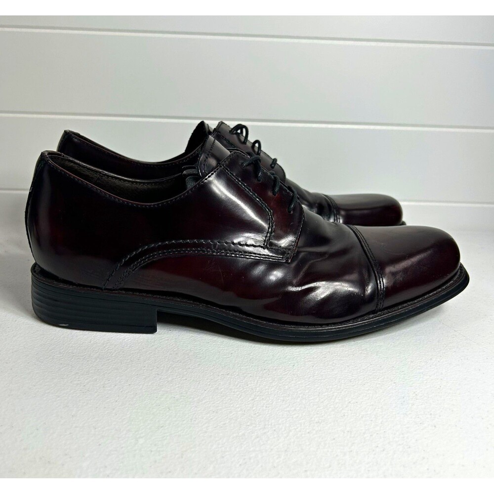 Johnston & Murphy Men's 9.5B Burgundy Leather Cap Toe Oxford Dress Shoes